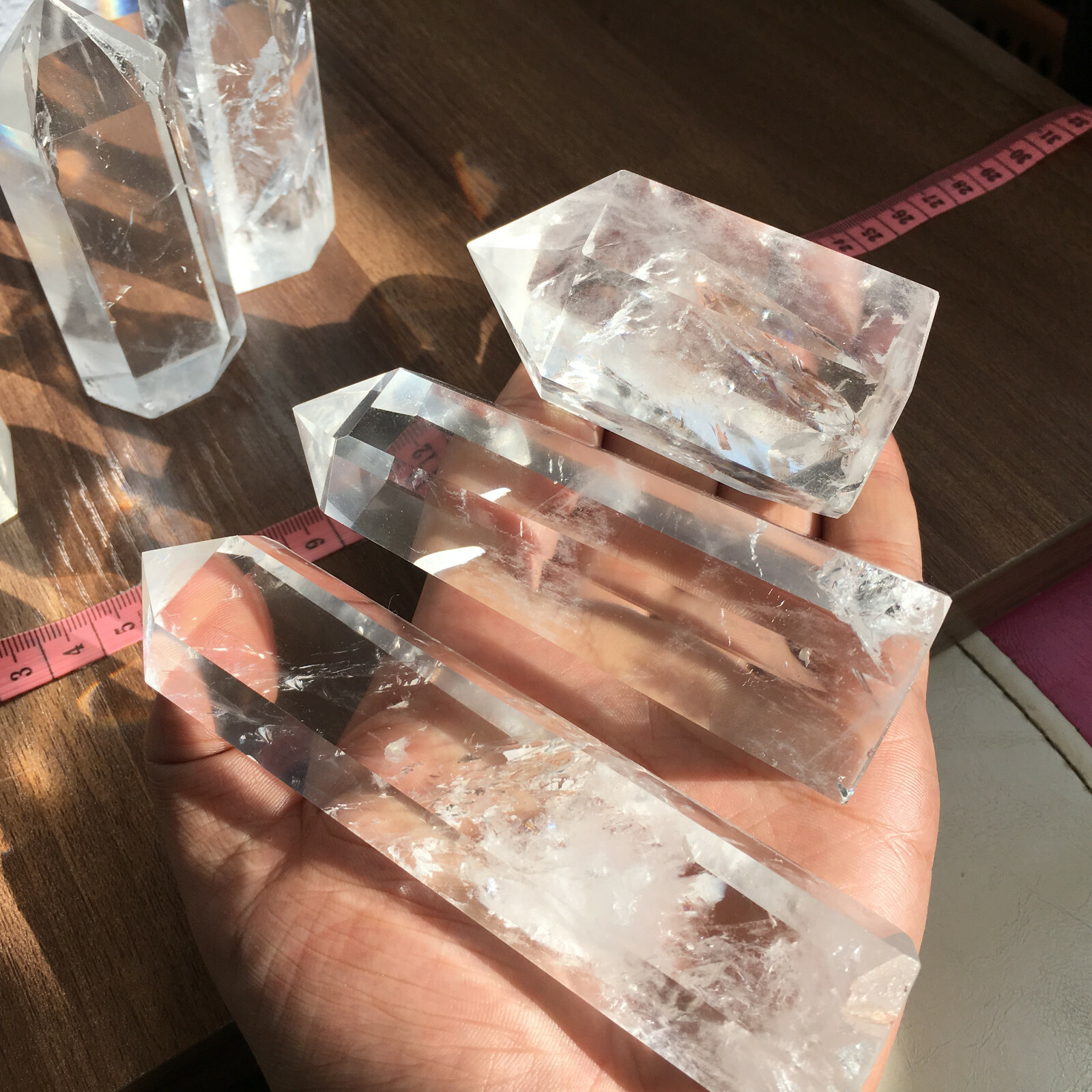 6PCS Natural clear quartz obelisk crystal WAND point healing random