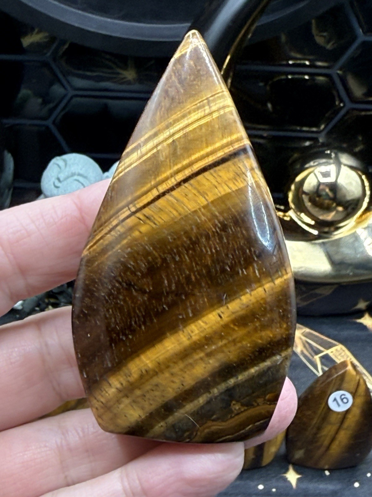 Natural Tigers eye Candle Flames Points beautiful color Free shipping