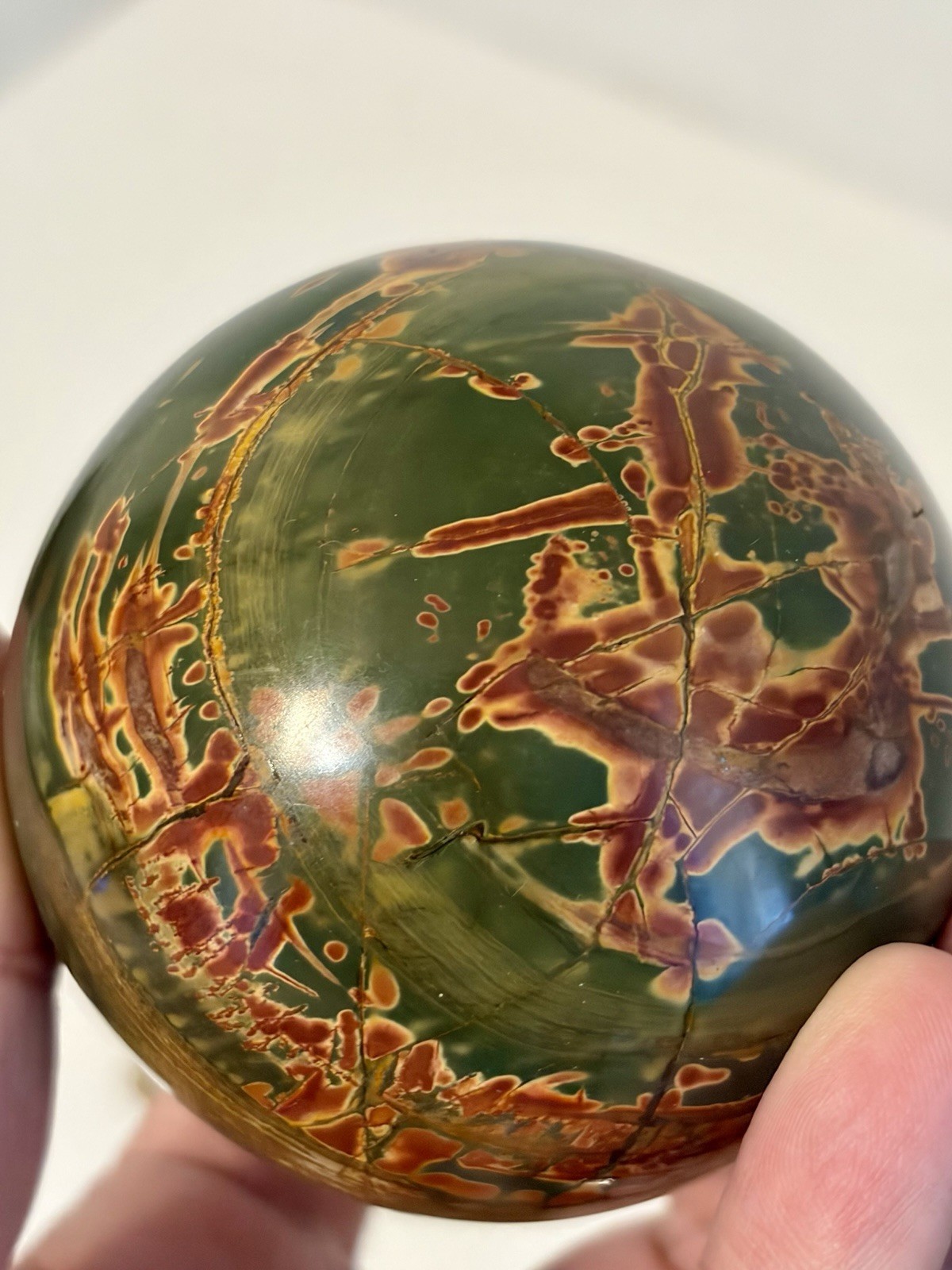 cherry creek jasper sphere 2.5” with brass holder
