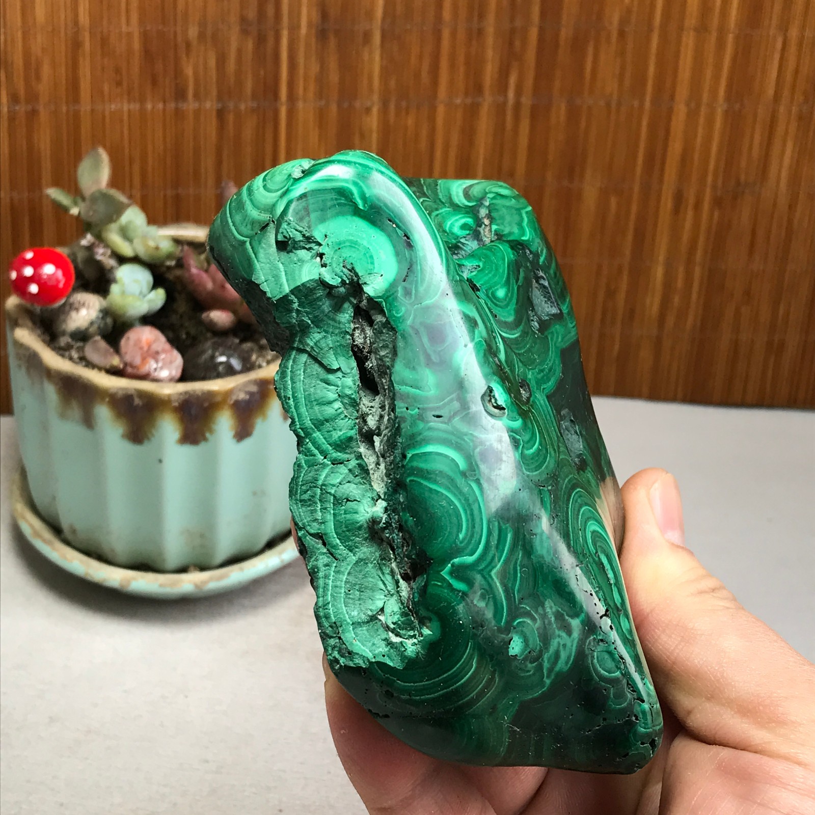 943g Natural Malachite Rough/Polish original mineral Crystal Specimen A4598