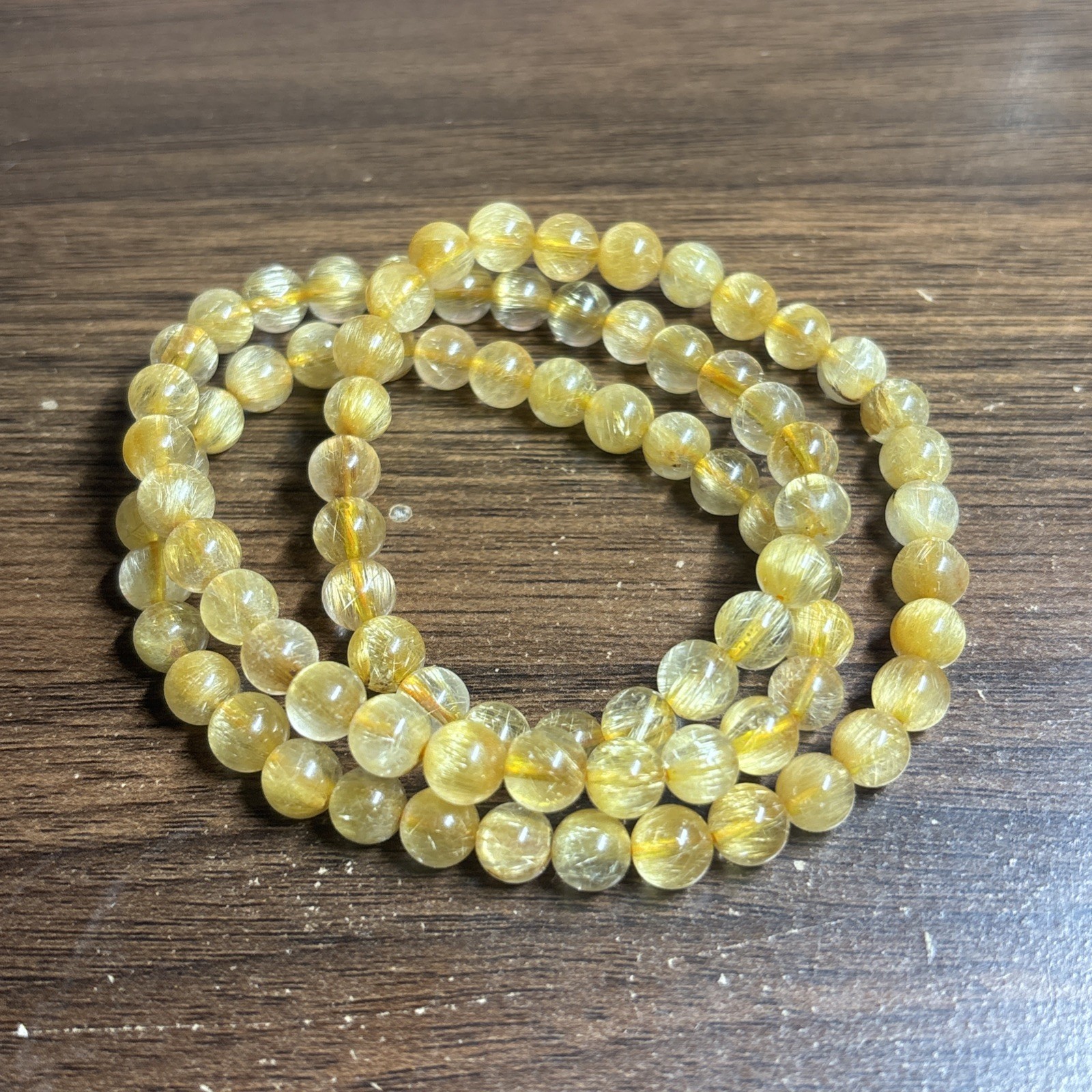 Genuine Natural Gold Rutilated Woman Bracelet Necklace 5mm Wide 25cm Length