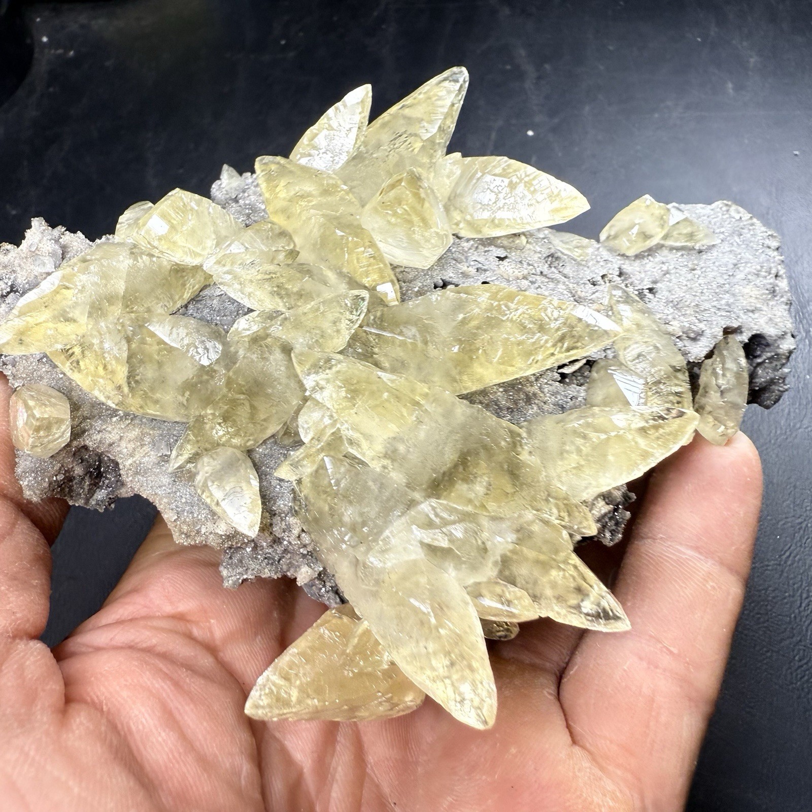 Golden Calcite Crystals on Chalcopyrite Pyrite Matrix / Missouri