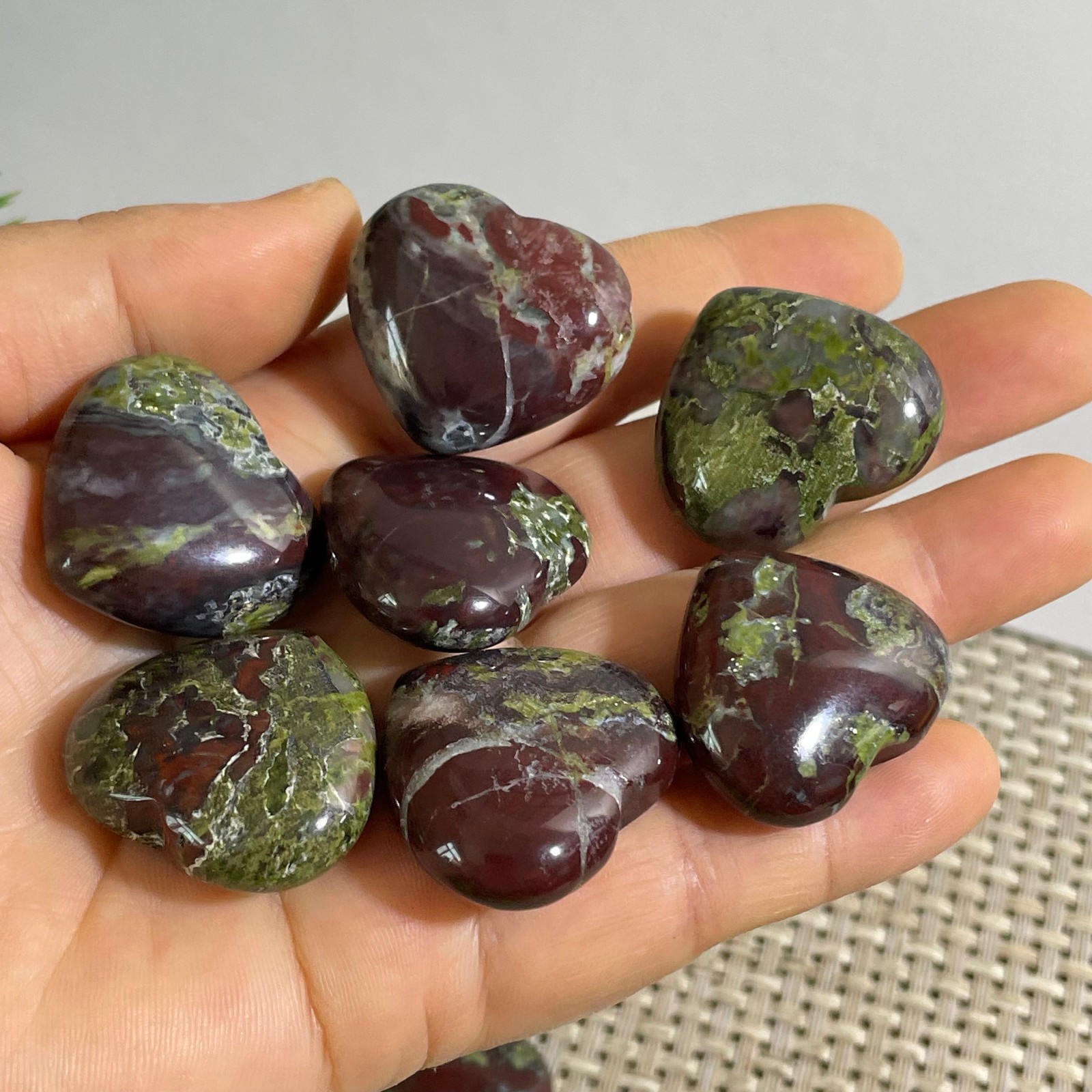 89g Raw dragon blood stone Jasper polishing polished Crystal 7pcs