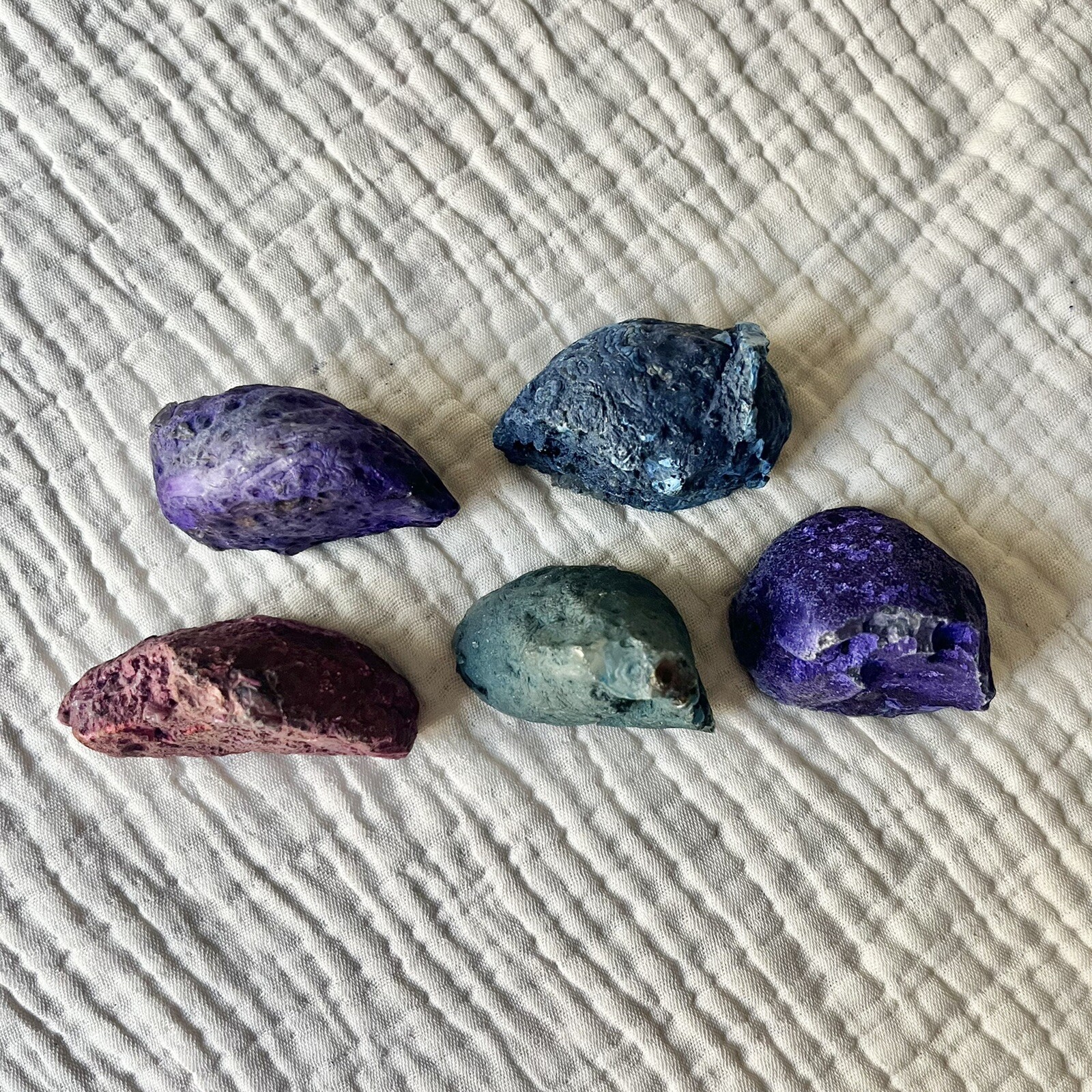 SET/5 Cut Base Purple Blue Amethyst Set Quartz Druzy Geode Rocks bulk gemstones