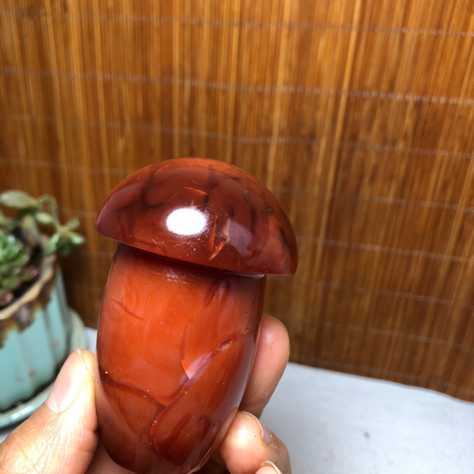 68-45-35mm Rare NATURAL red agate mushroom polishing Crystal specimen 162g A5093