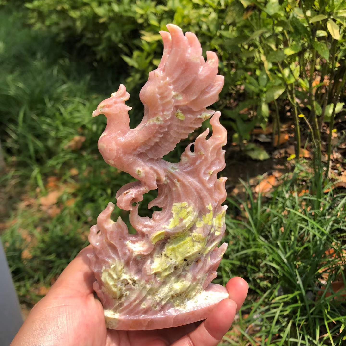 1pc Natural Peony Aquamarine Quartz Carved Crystal Phoenix Skull Reiki Decor
