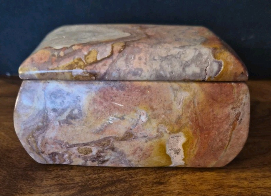 Denton Mine Fluorite Rectangular Carved Box 1.2 pounds Multi Colored Fluorite