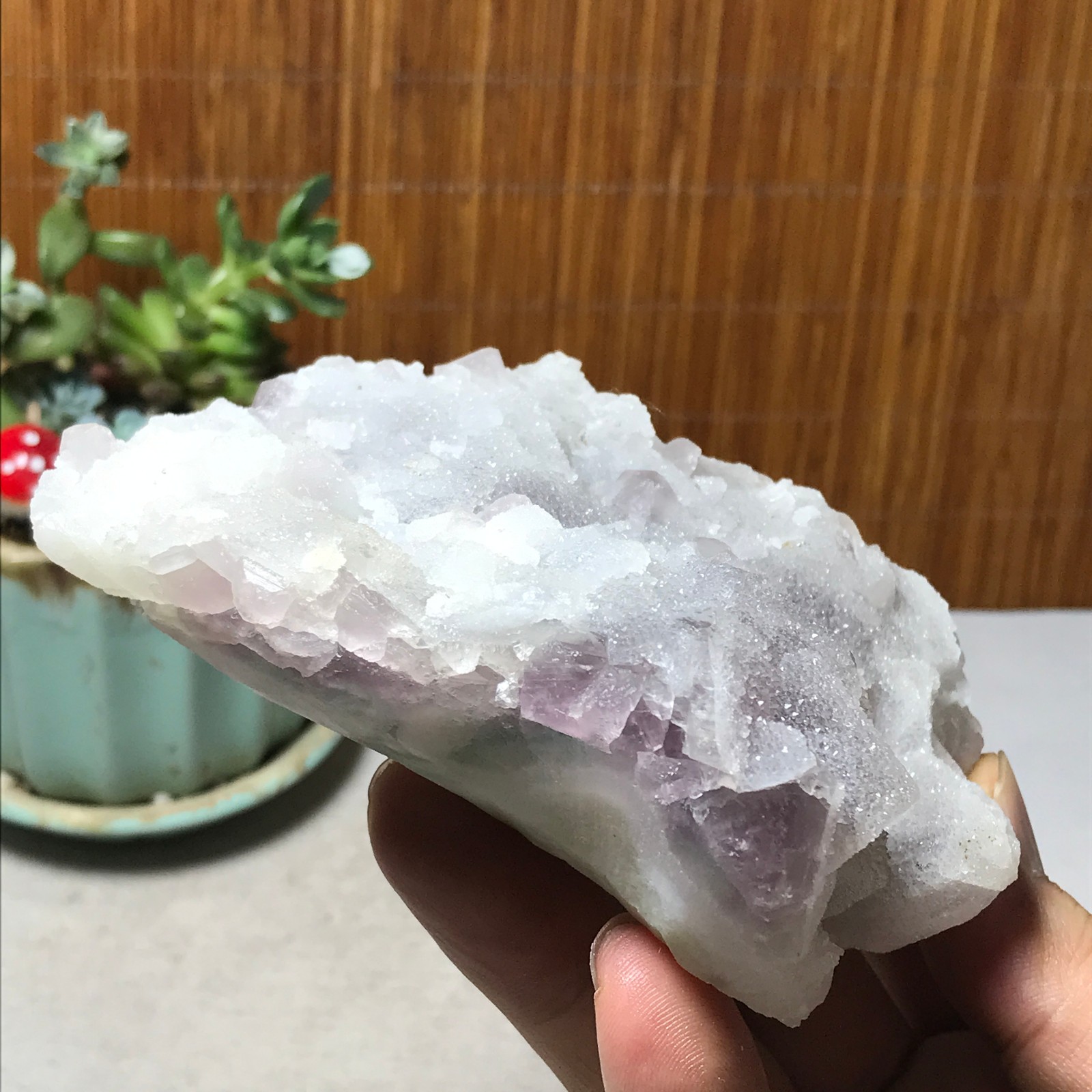 115-85-36mm Natural Light purple calcite fluorite Mineral Specimen 439g A6068