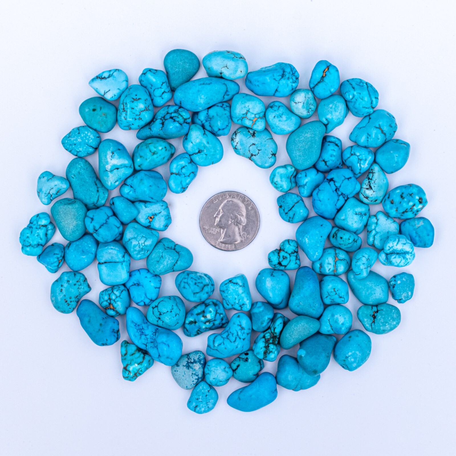 3/4 lb Tumbled Blue Turquenite Gemstone Crystal 130-150 Stones Bulk Wholesale