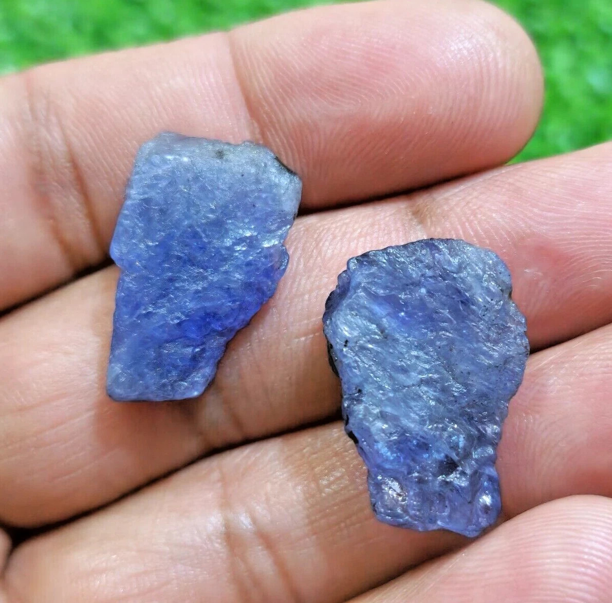 Beautiful A+ Earth Mined Blue Tanzanite Raw 2 Piece Size 24-25 MM Loose Gemstone