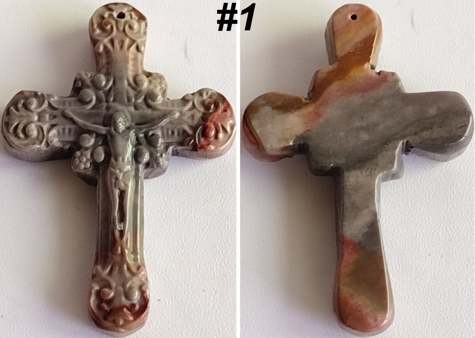 Choose Exact Drilled Alashan Agate Jesus Crucifix Cross Pendant Hand Carved
