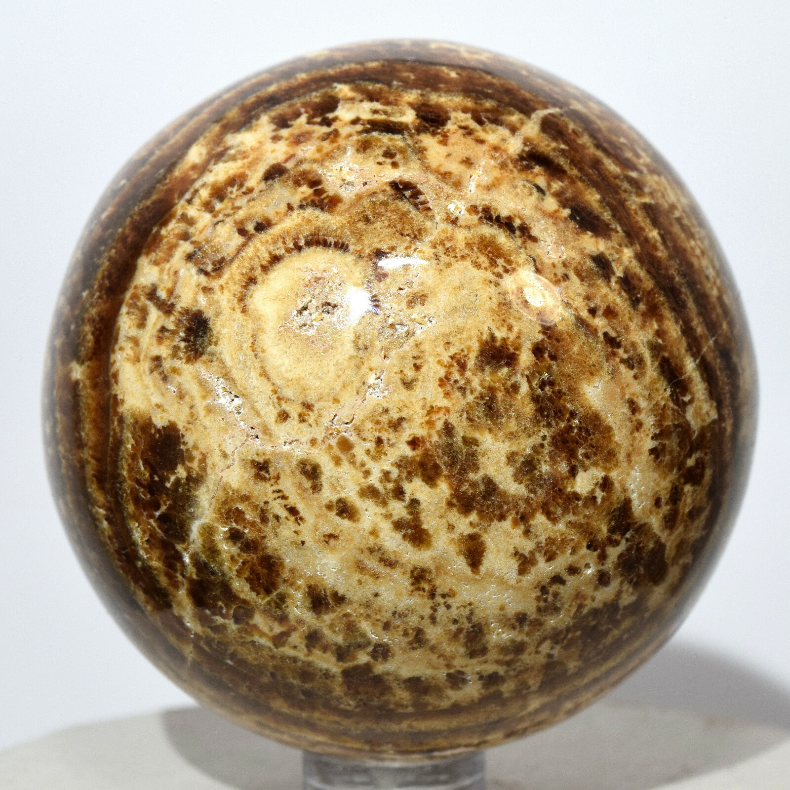 61mm Peruvian Brown Aragonite Sphere Sparkling Natural Banded Crystal Stone Ball