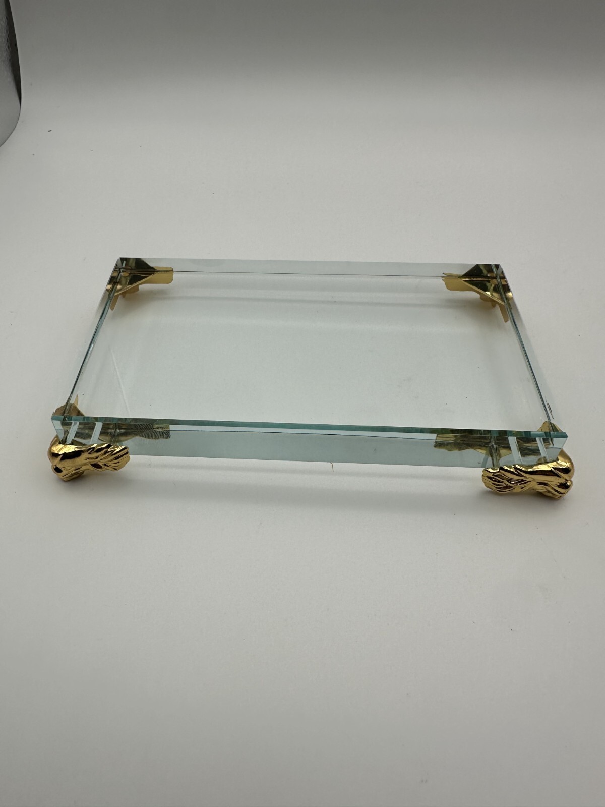 Rectangle Crystal Glass Base Decor Craft Base Feng Shui Home Decor 16cm x 9cm