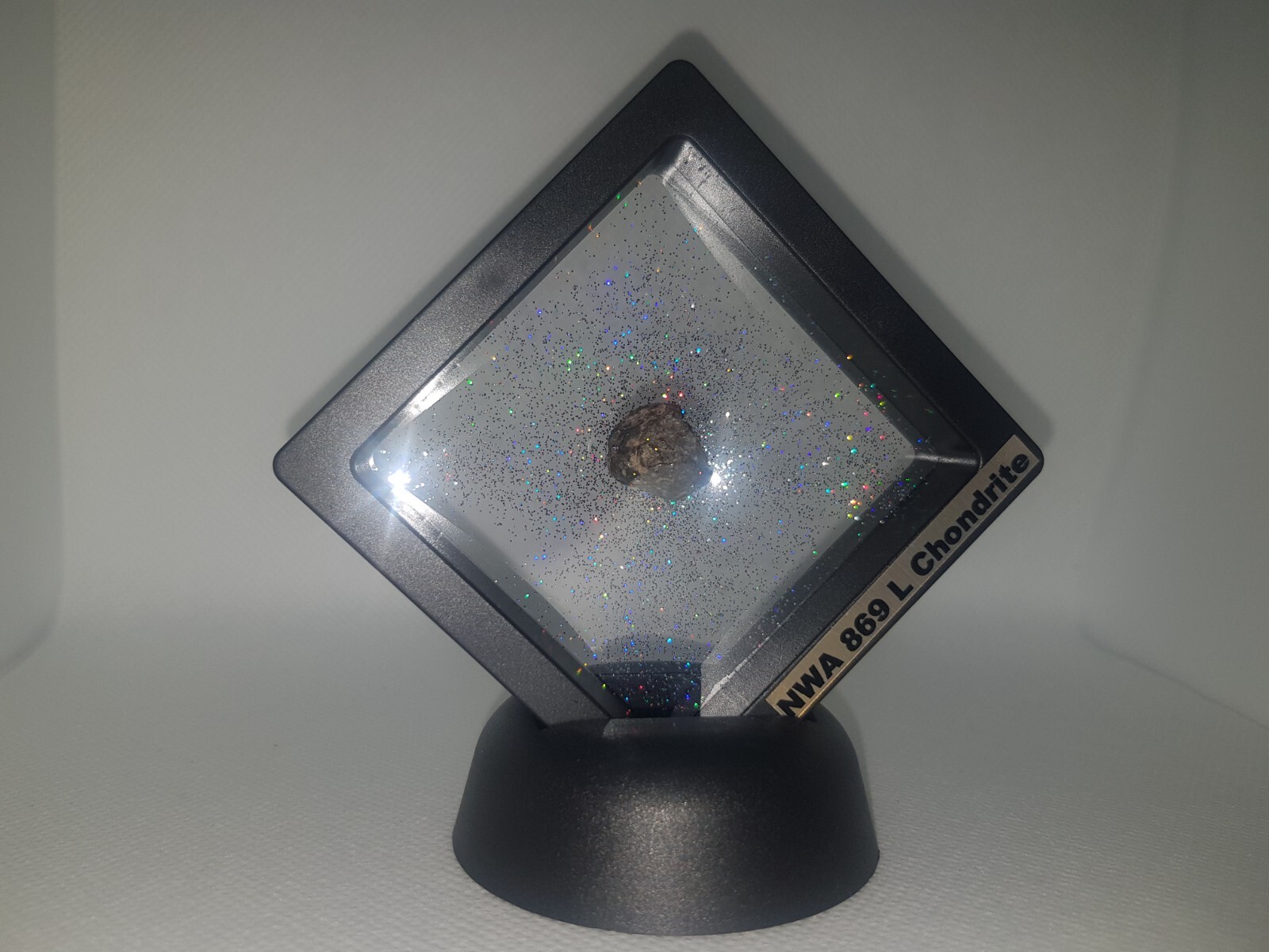 Genuine meteorite space rock in black display box art gift collectible with COA 