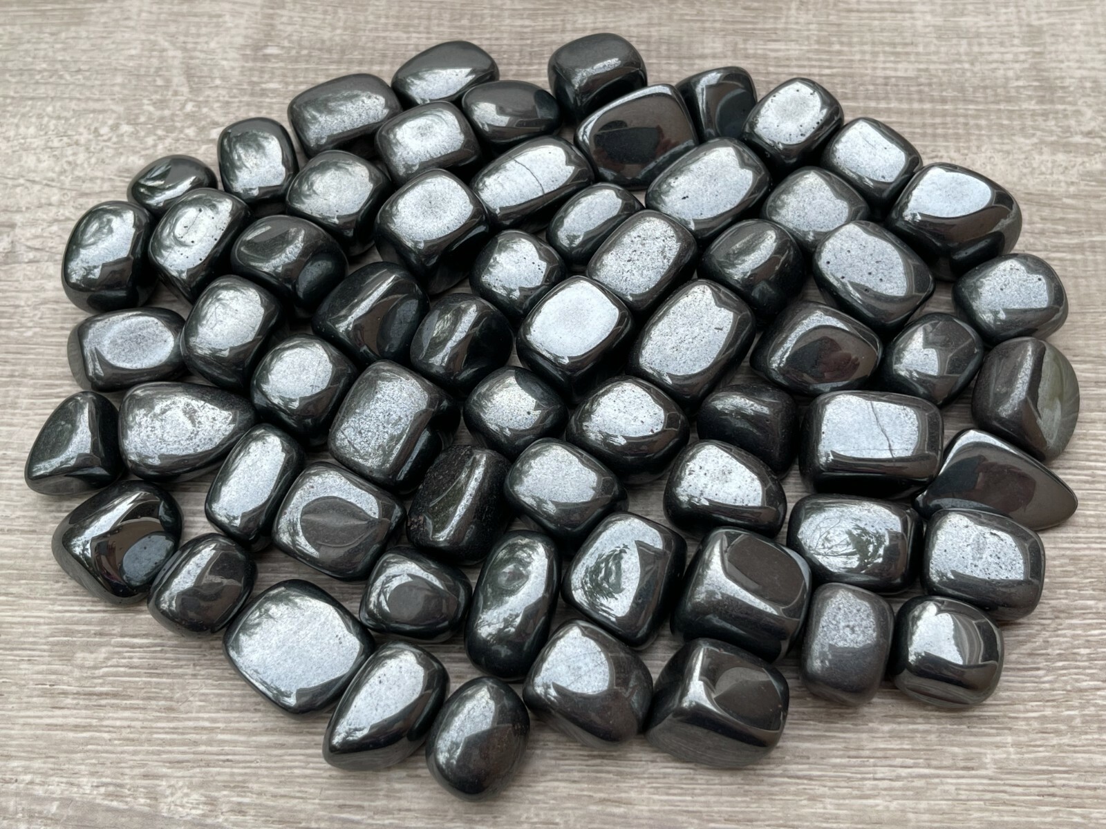 Grade A++ Hematite Tumbled Stones, 0.75″-1.25″ Tumbled Hematite, Wholesale Bulk