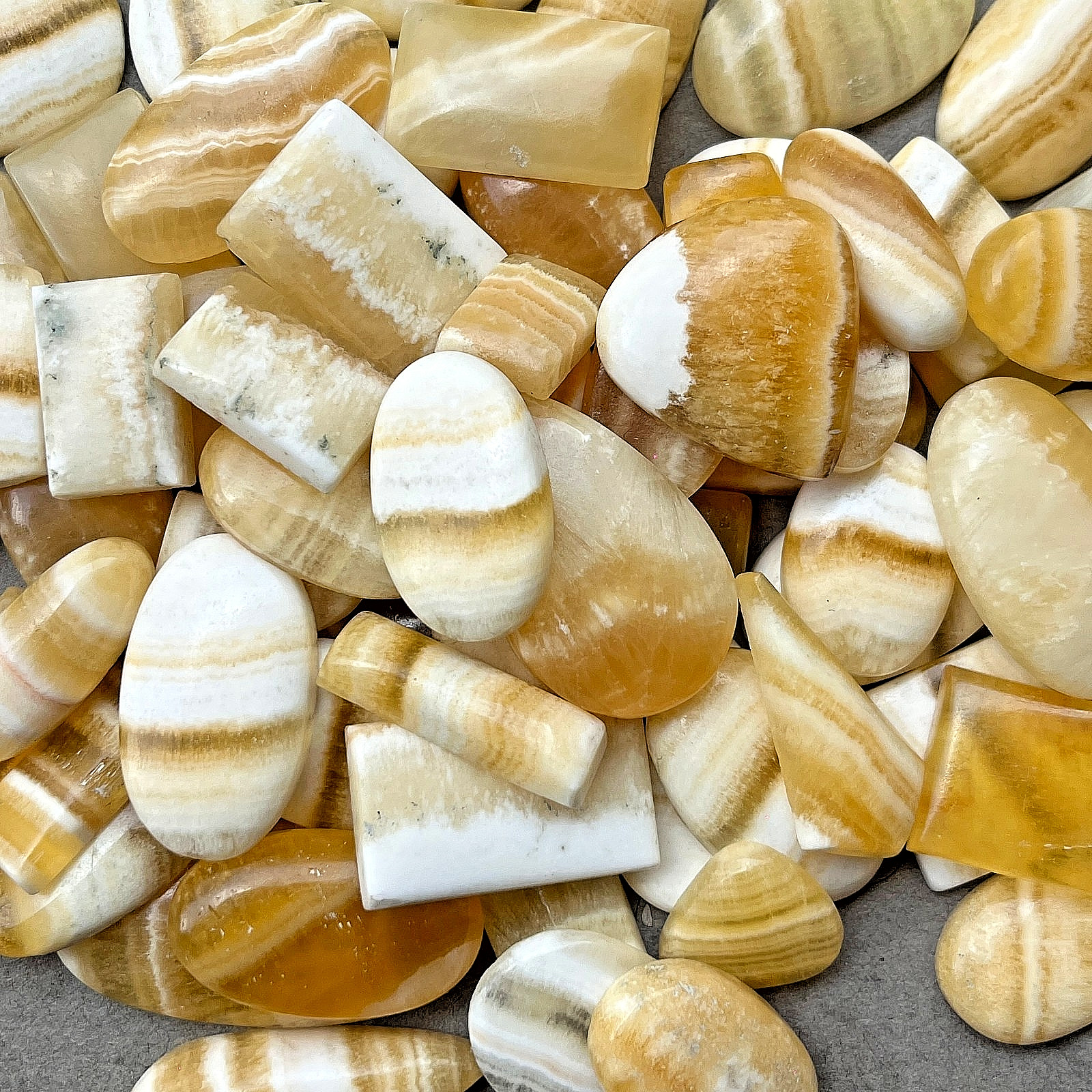 Natural Honey Calcite Assorted Shape Cabochons Mixed Size Loose Gemstone Lot