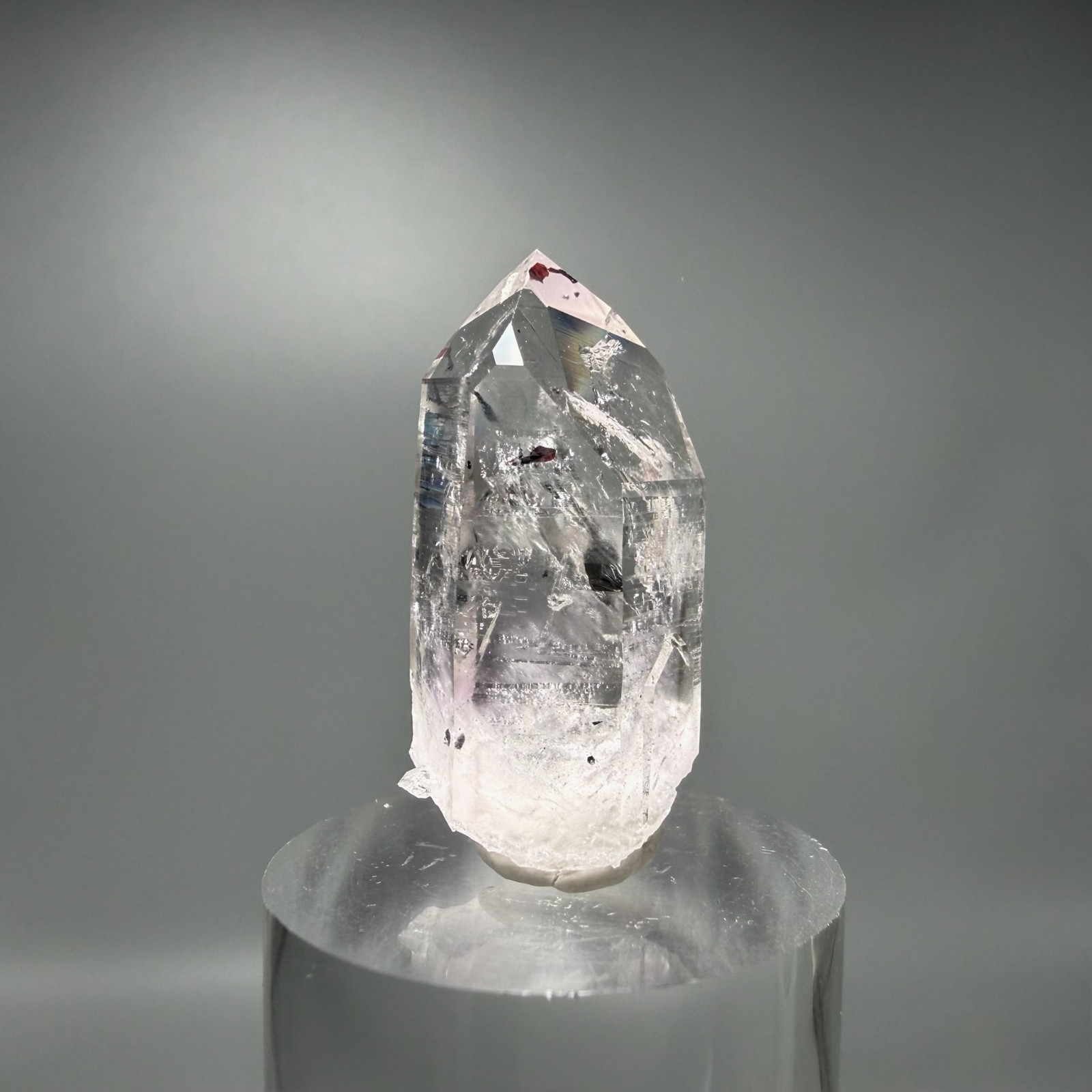3 Moving Bubbles! Rare Harlequin Brandberg Quartz Enhydro w Lilac Phantoms