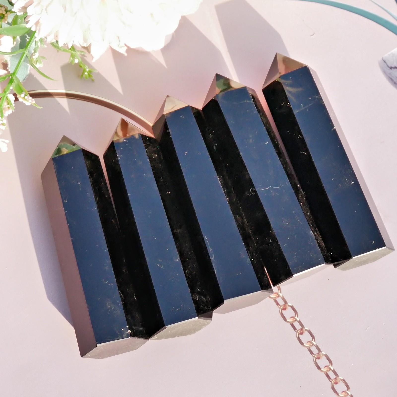 Black Obsidian Crystal Point Obelisk 3″ Natural Volcanic Glass Tower Healing 1PC
