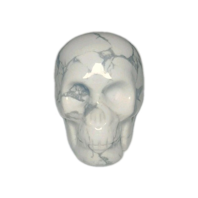 Howlite Carved Skull 2″ White & Gray Natural Stone Realistic Look