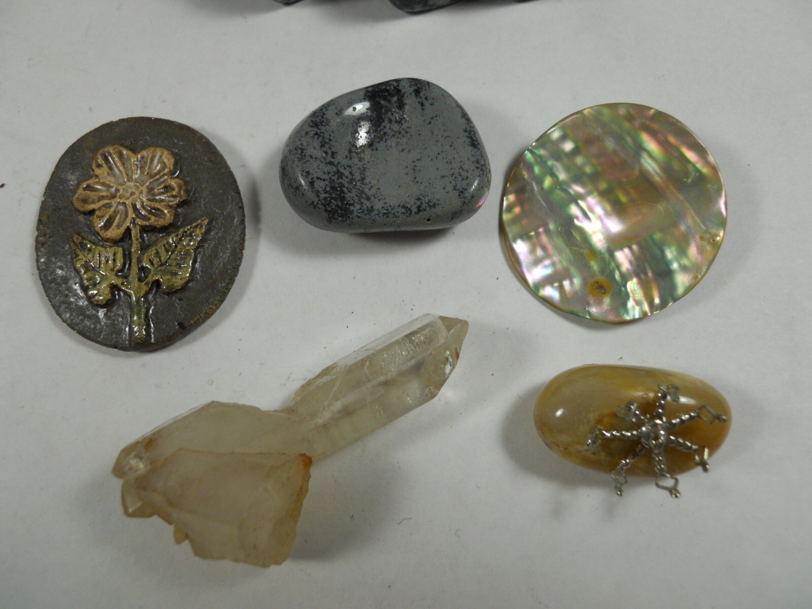 mixed lot raw polished stones rocks gemstones crystals glass ceramic specimens