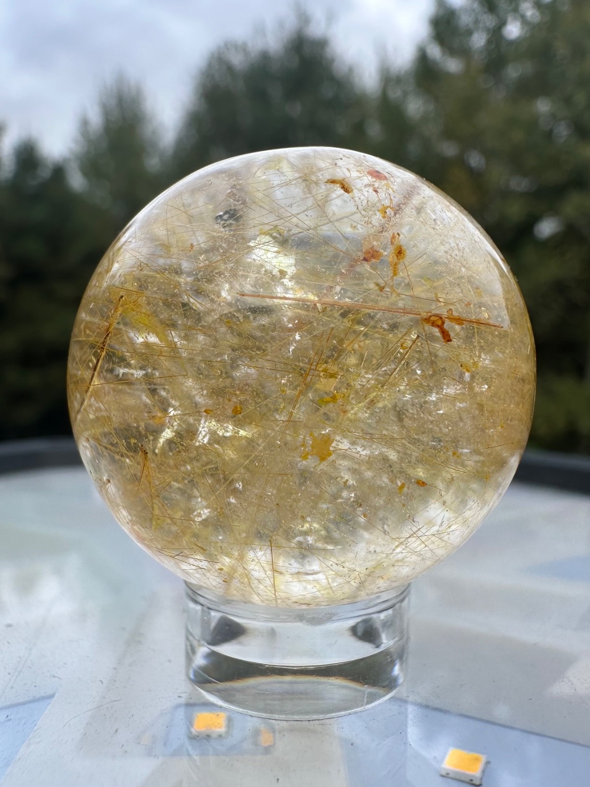 48g natural gold rutile sphere polished quartz crystal ball