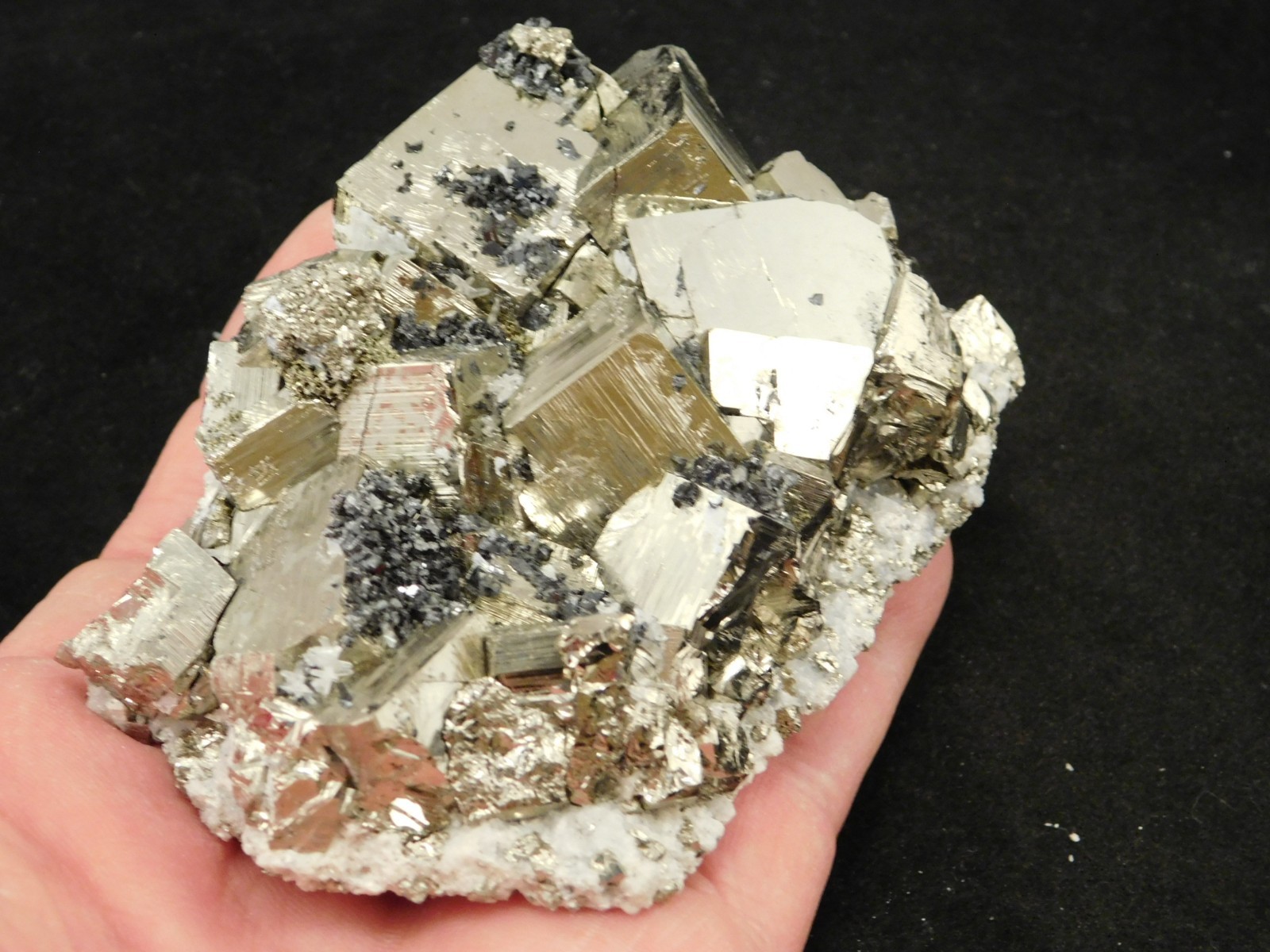 Big! PYRITE Crystal CUBE Cluster with Sphalerite Peru 468gr