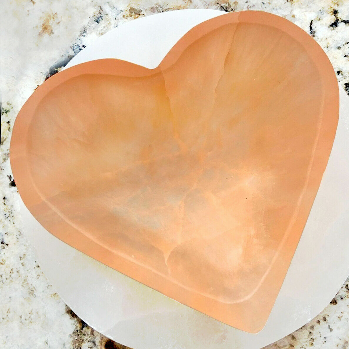 XL Selenite “Charging” Bowl Heart Peach Crystal Stone Reiki CHARGED Healing Clea