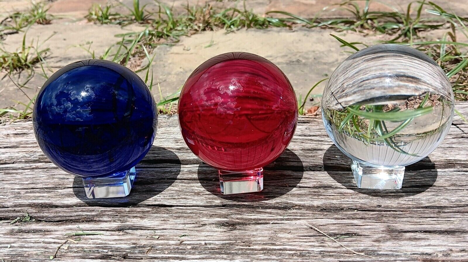 K9 Crystal-3 Crystal Ball Set 50/80mm- Red/Blue/Clear – Decoration/Healing/Gift