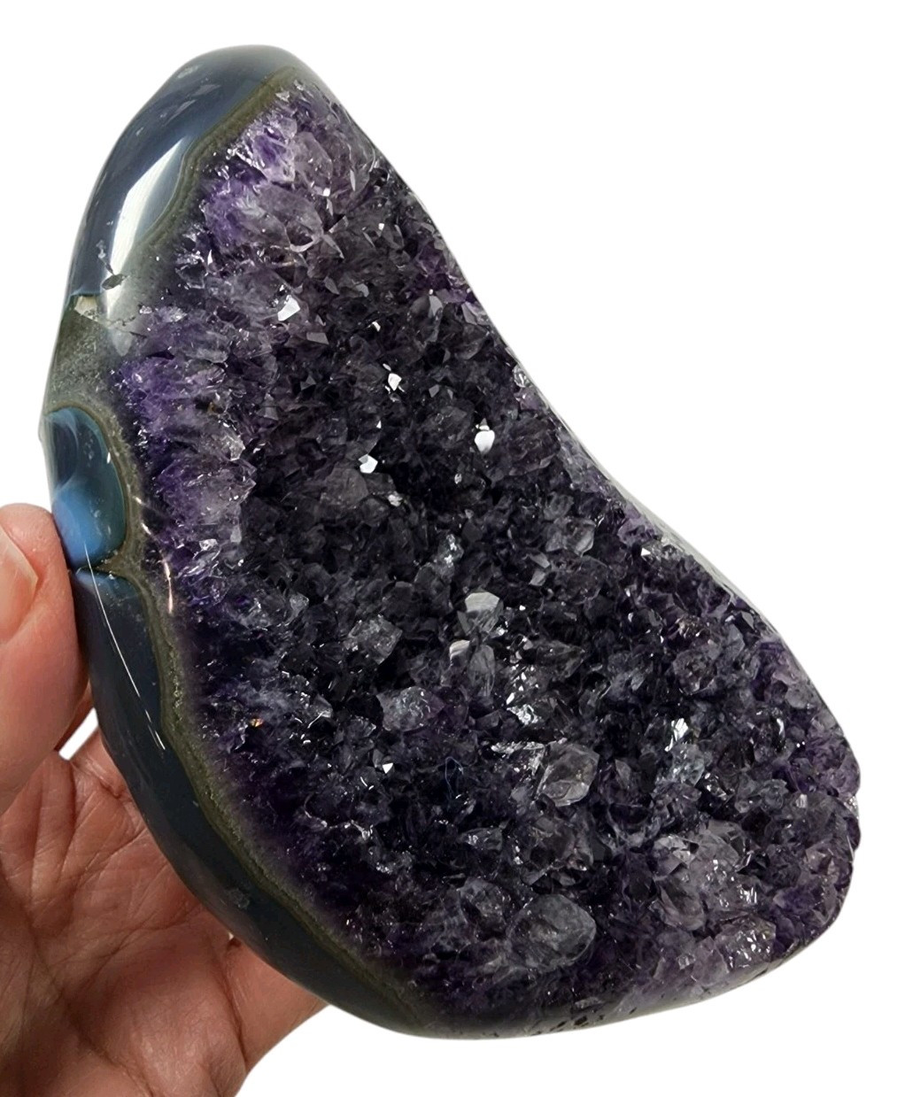 Dark Purple Amethyst Polished Crystal Geode “A-Grade” 1lb 7.3oz.