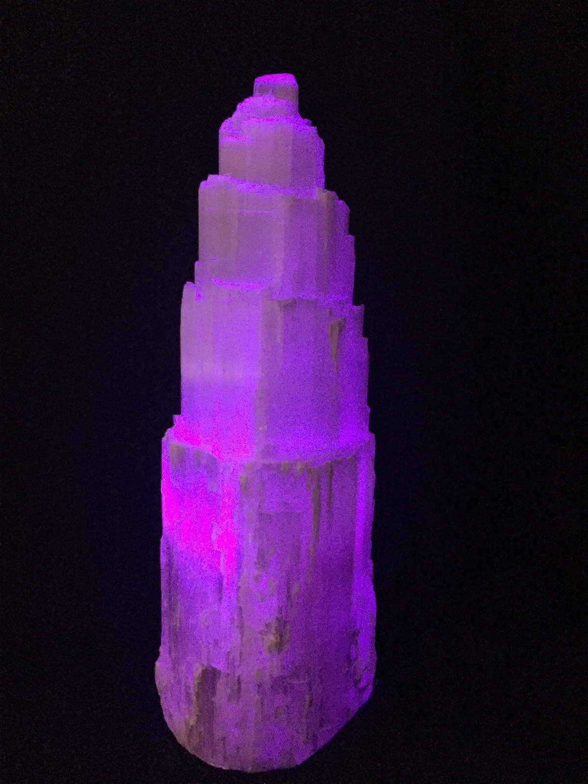 10″ Large Selenite Lamp Carve Crystal Lamp Multi Color Selenite Lamp Tower Lamp.