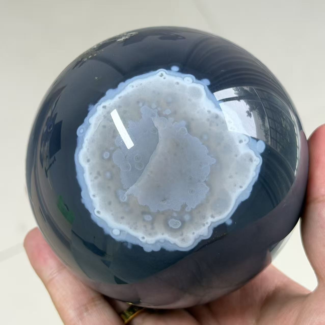 2.4LB 3.7″ A+Natural Agate Sphere Crystal Druzy Ball Healing Table Decor