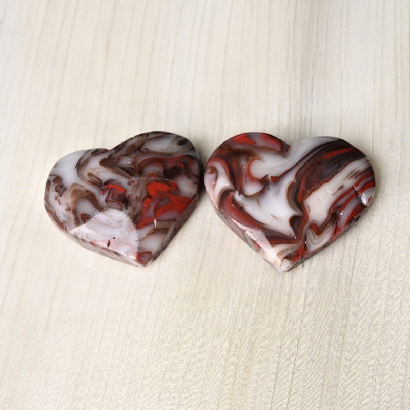 3pc 50G Polished Red Vein Agate Polished Handmade Heart Home Office Decor Gift