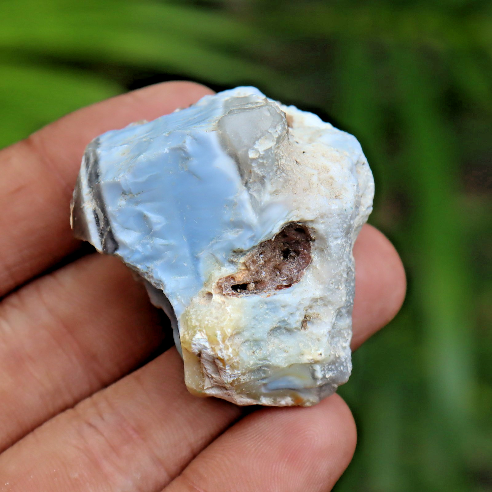185 Ct Natural Sky-Blue Opal Uncut Shape Rough Certified Loose Gemstone