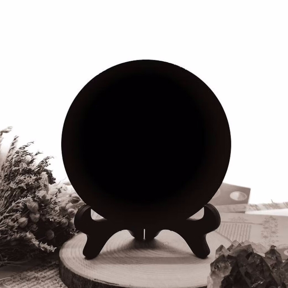 Handmade Obsidian Scrying Mirror Natural Stone Disc Ritual Healing Reiki Crystal