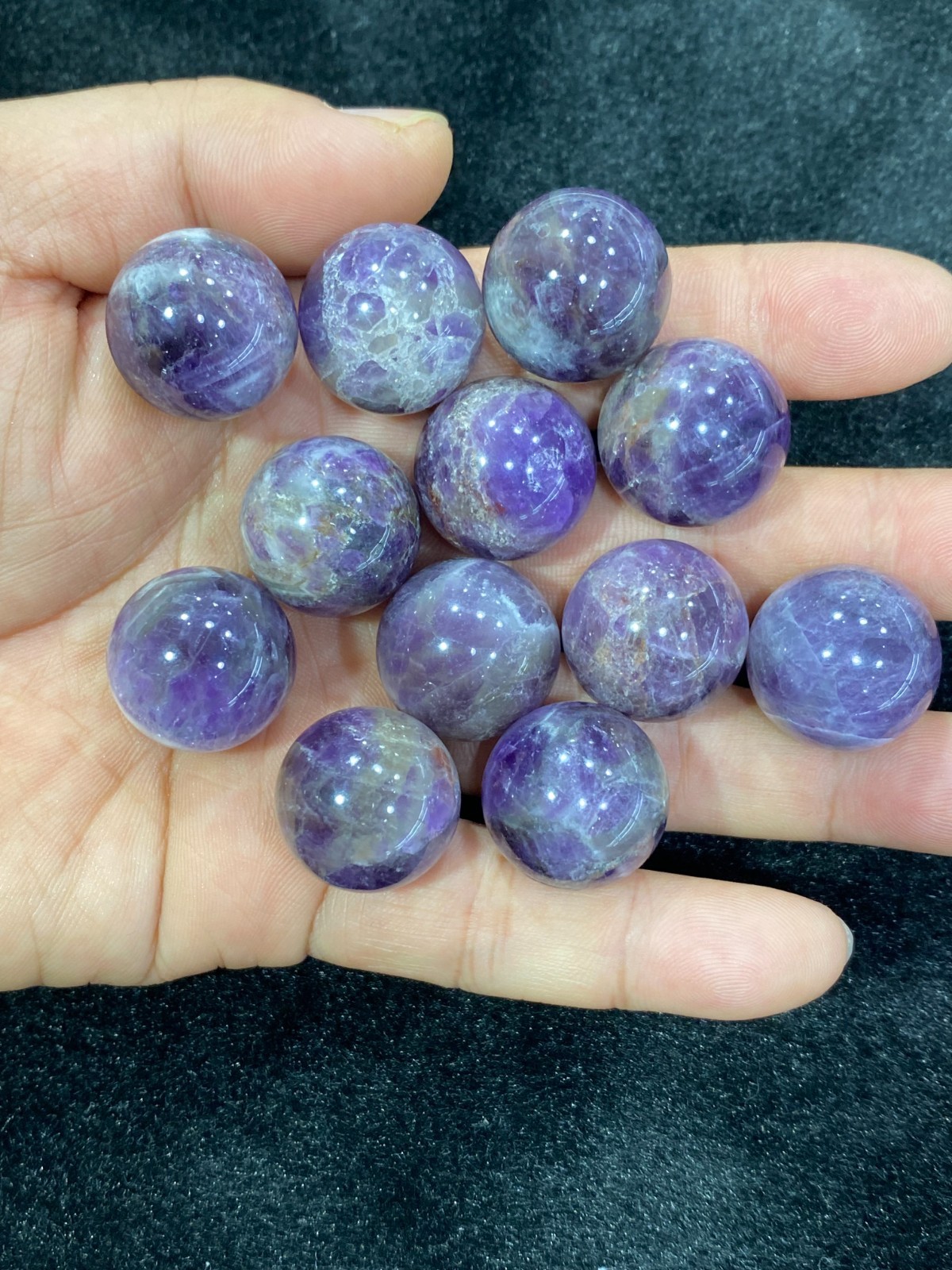 5pc Natural Dreamy Amethyst Sphere Quartz Crystal Carved 20mm ball reiki healing