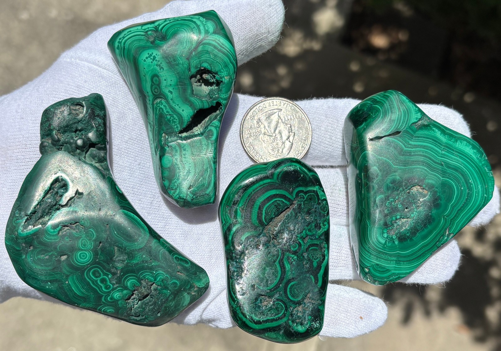 USA SALE 402g LOT MALACHITE POLISHED XL TUMBLE PALMSTONE SIZE PALM STONE STONES