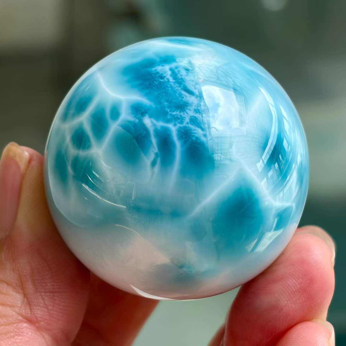 41mm Natural Larimar Gemstone sphere quartz polished ball Reiki energy