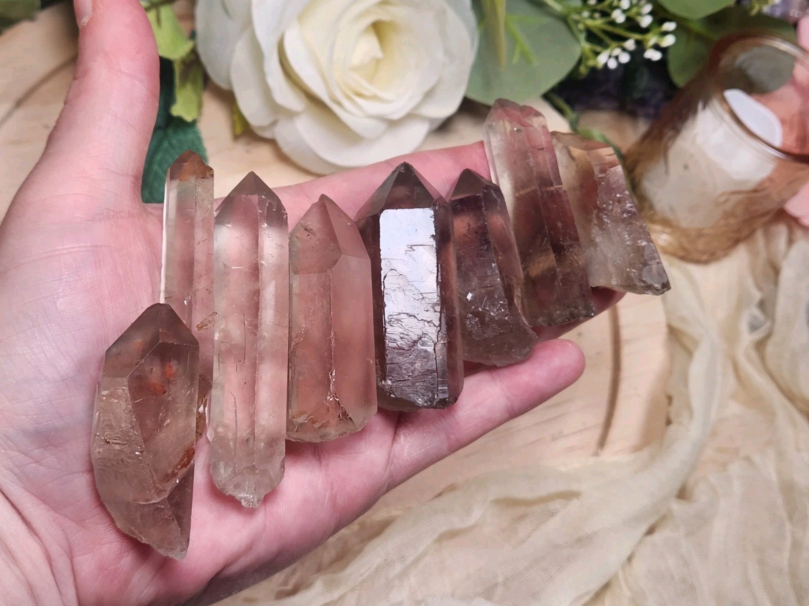 8 oz Natural Smoky Quartz Points from Brazil – 1/2 lb Bulk Crystal Lot Y14
