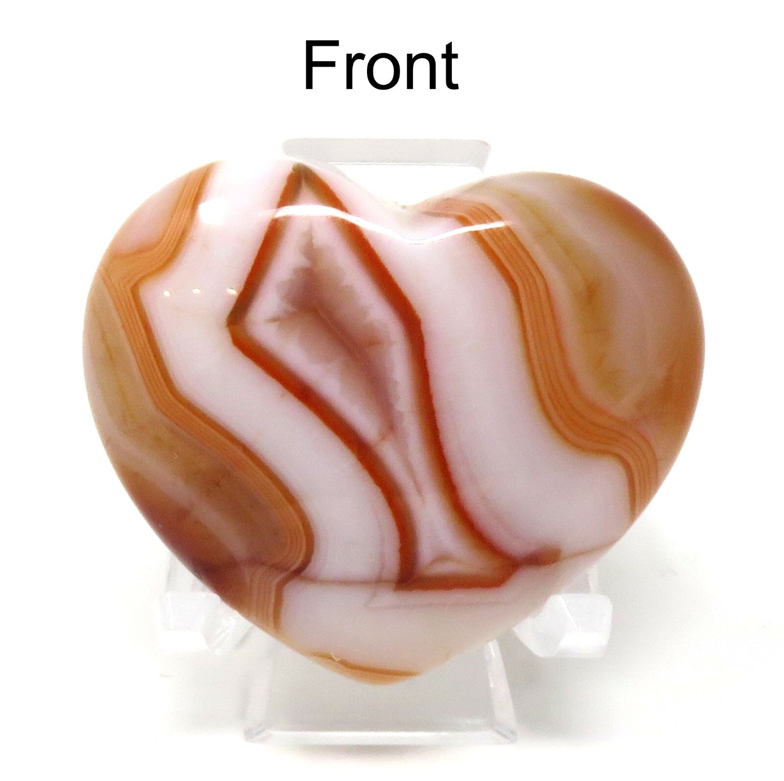 Orange Banded Agate Stone Heart #874- 40mm x 35mm x 15mm or 1.57″ -Pocket Stone