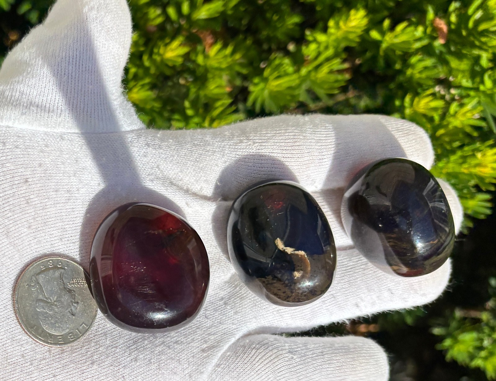 38g LOT 3 AUTHENTIC BLUE AMBER TUMBLE STONES TUMBLES STONE
