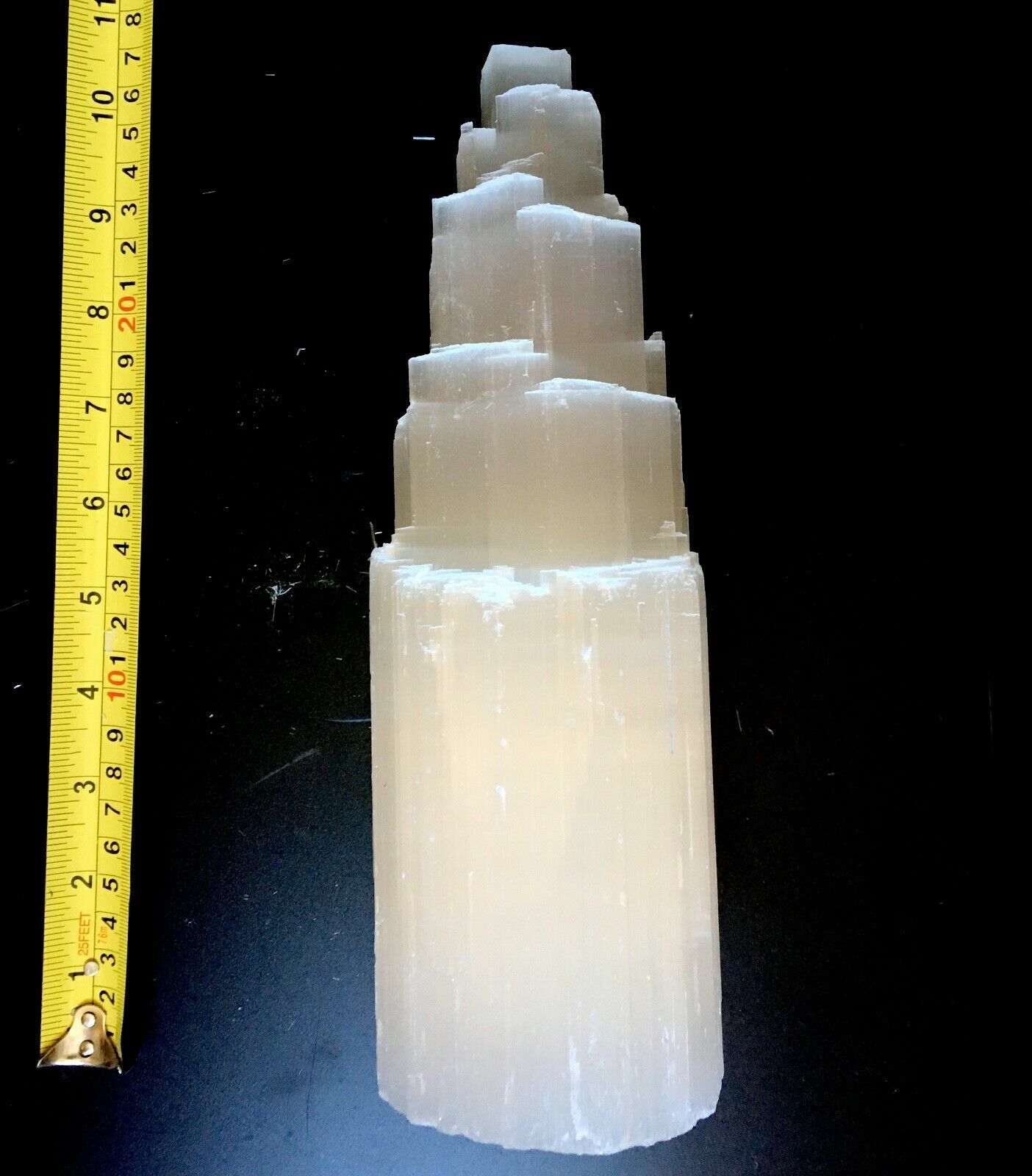 Selenite Crystal Tower Lamp ” Natural Healing White Light w/ LED Cord & Bulb 10″