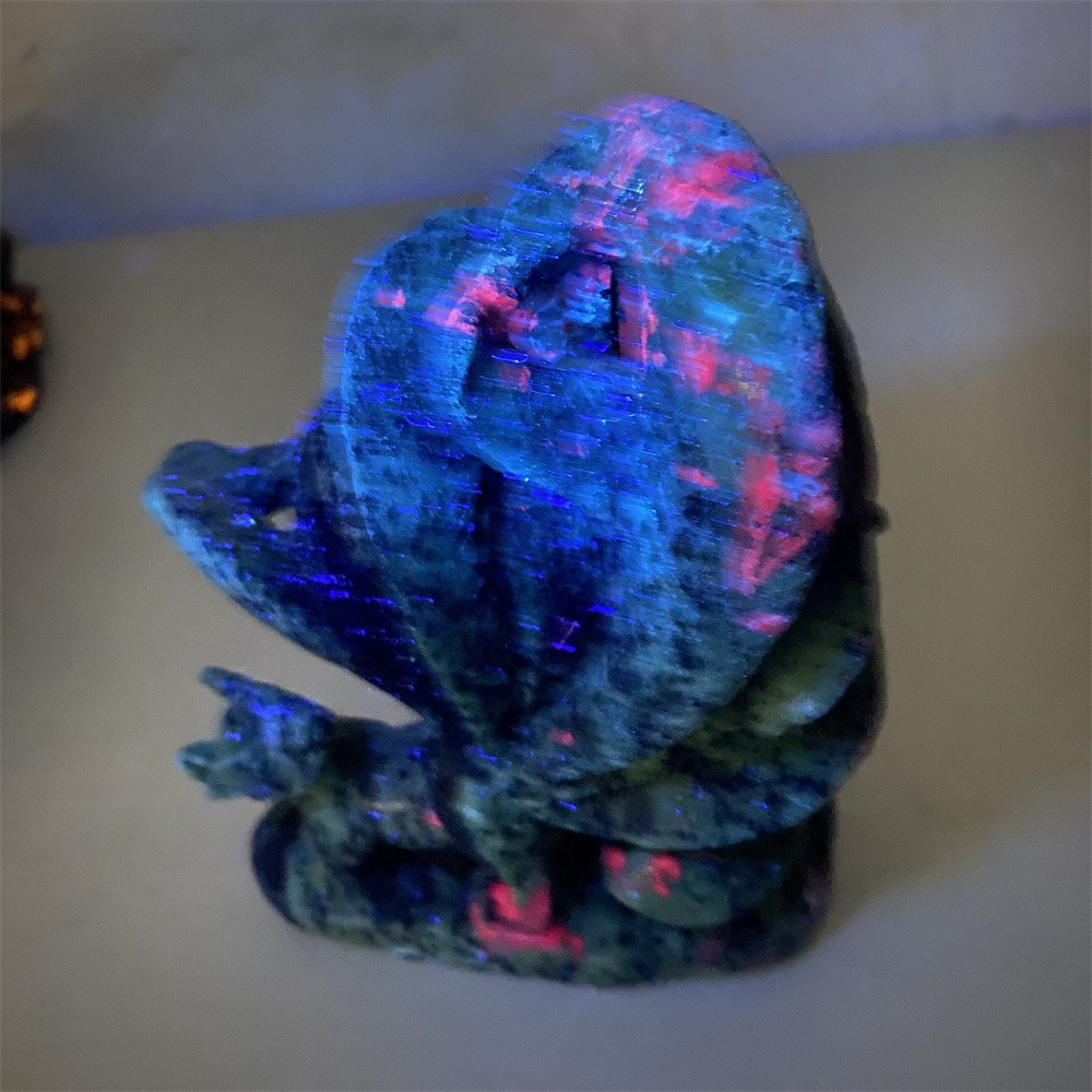 3.8LB 7″ Natural Ruby In Zoisite 9-Tailed Fox Statue Crystal Reiki Carving Decor
