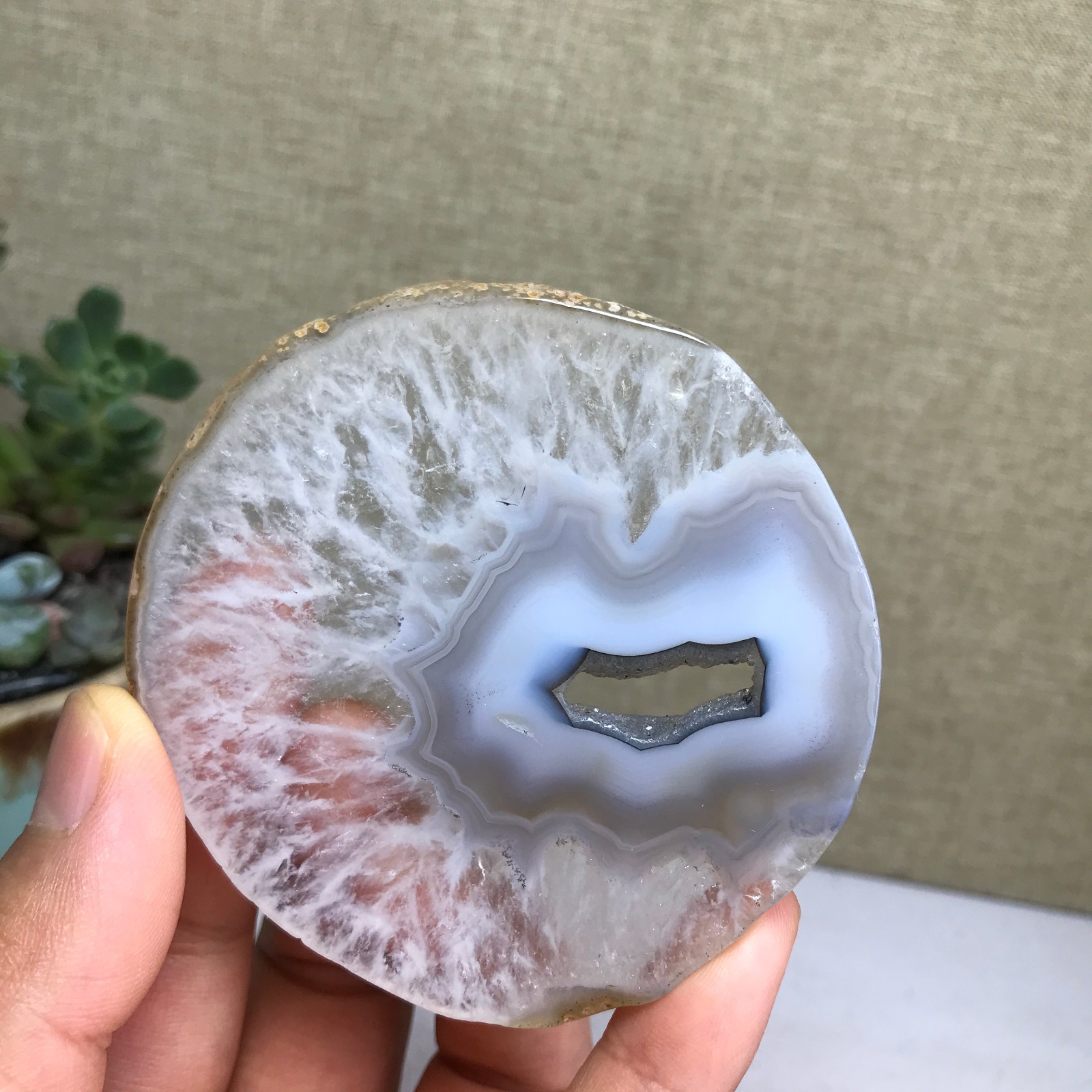 73mm Natural agate Slab/Slice quartz crystal pictographic specimen 44g A4938