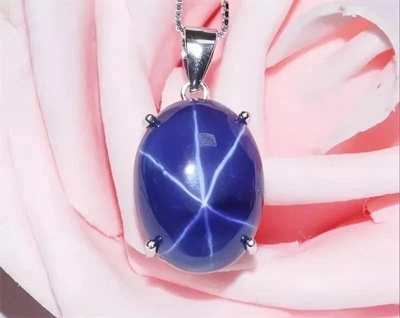 21.28 Ct+ Certified Natural Blue Star Sapphire 925 Solid Silver Pendant Gemstone