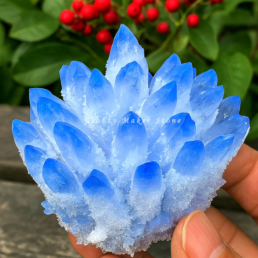 350G New Find Blue Phantom Quartz Crystal Cluster Mineral Specimen Healing Gift