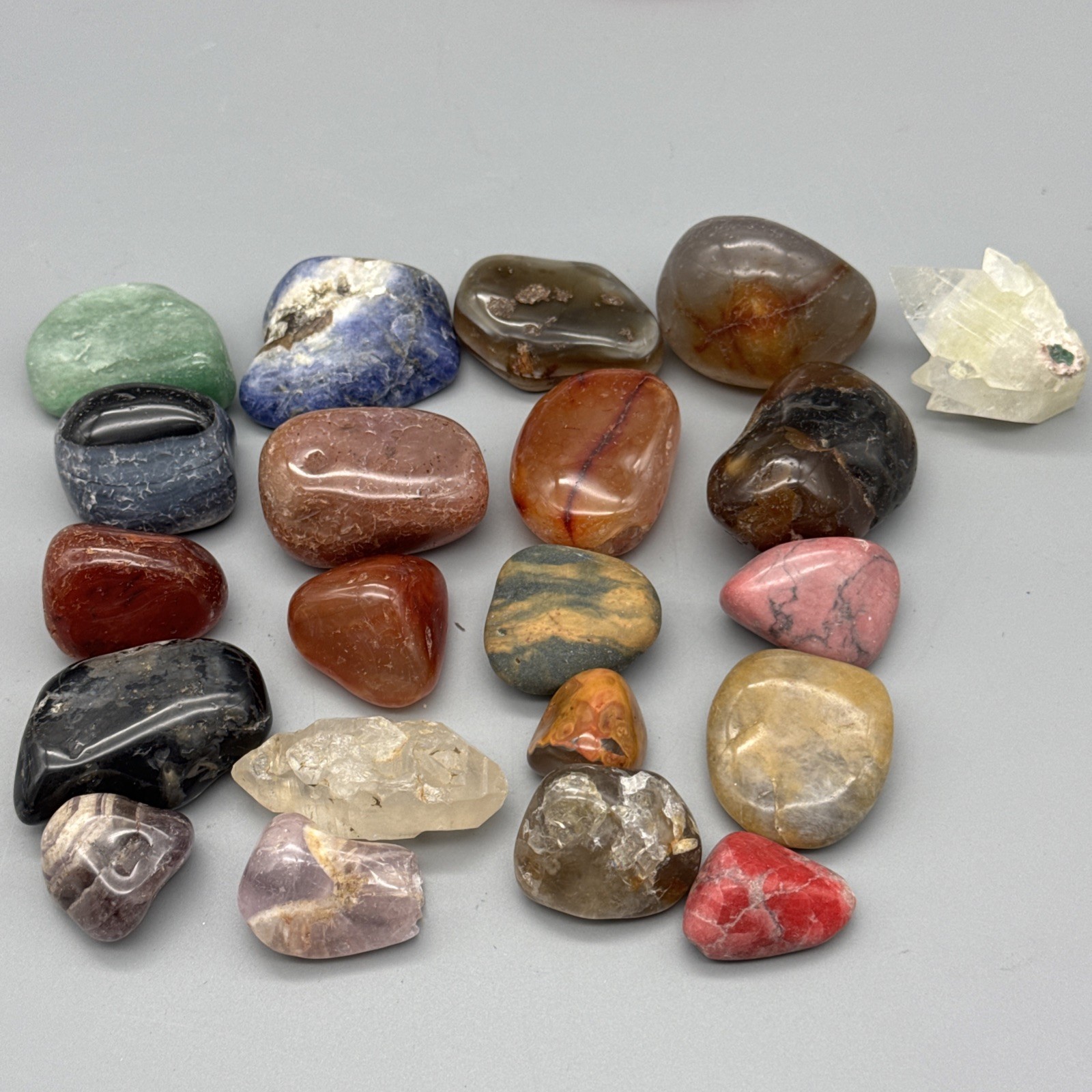 Crystals for Beginners Lot Karen Frazier Book & 20+ Polished Stones Agate Slices