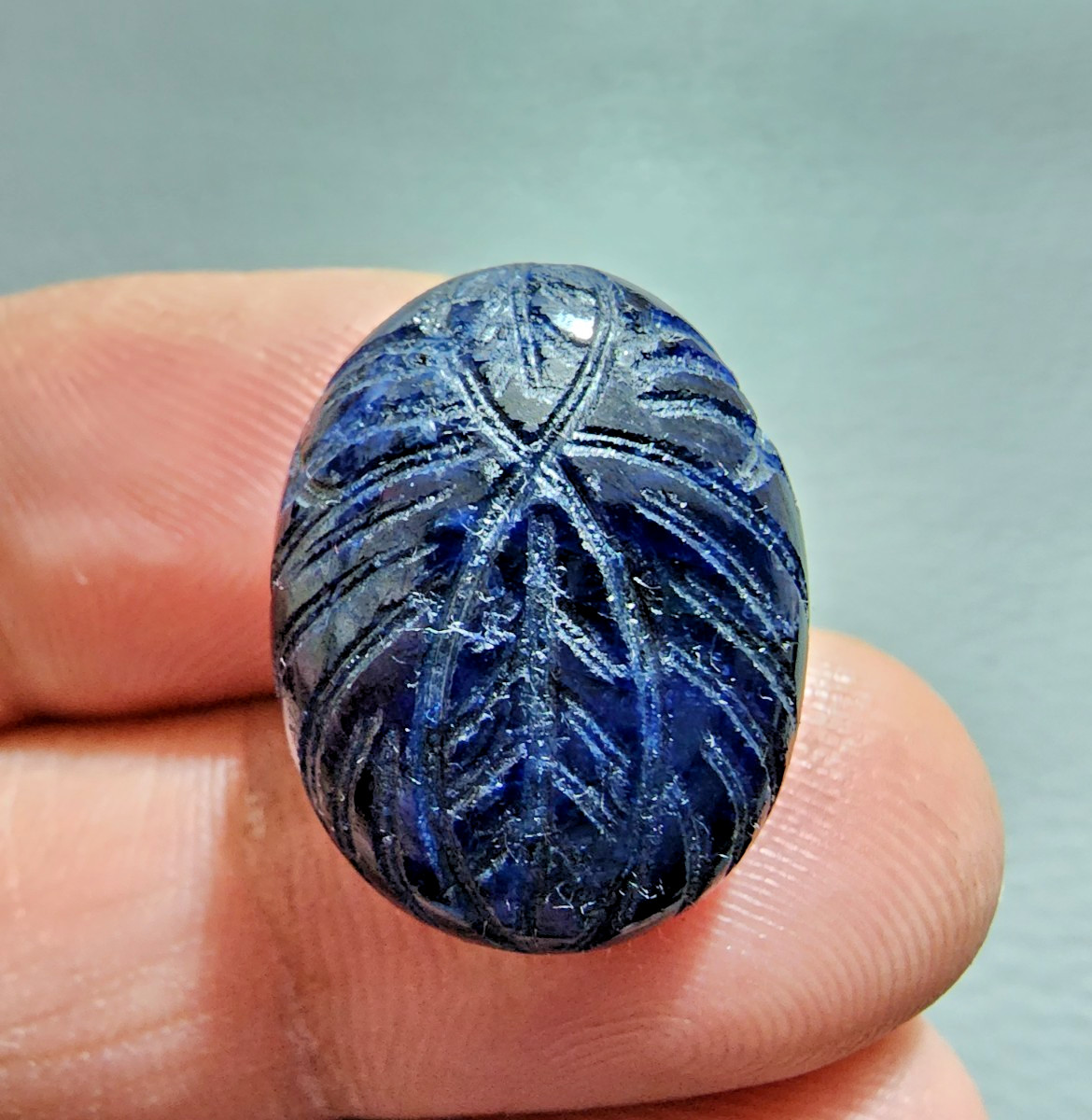 38.60Ct AAA+ Blue Sapphire Carving Handcrafted Gemstone Loose Gemstone Jewelry