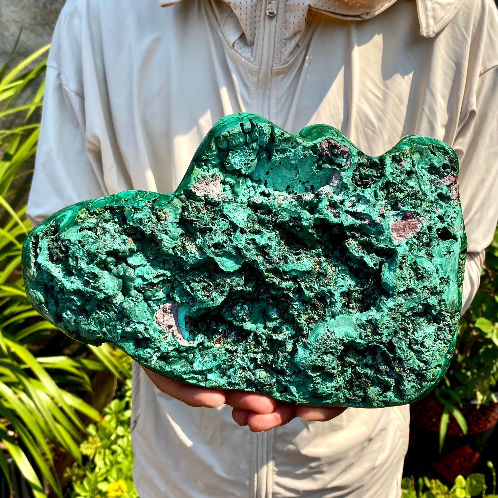 7.69LB Natural glossy Malachite transparent cluster rough mineral sample