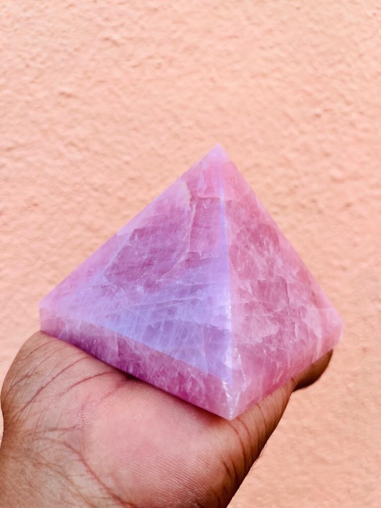 Large Rose Quartz Pyramid Handmade Crystal Pyramid For Home Office Table Decor