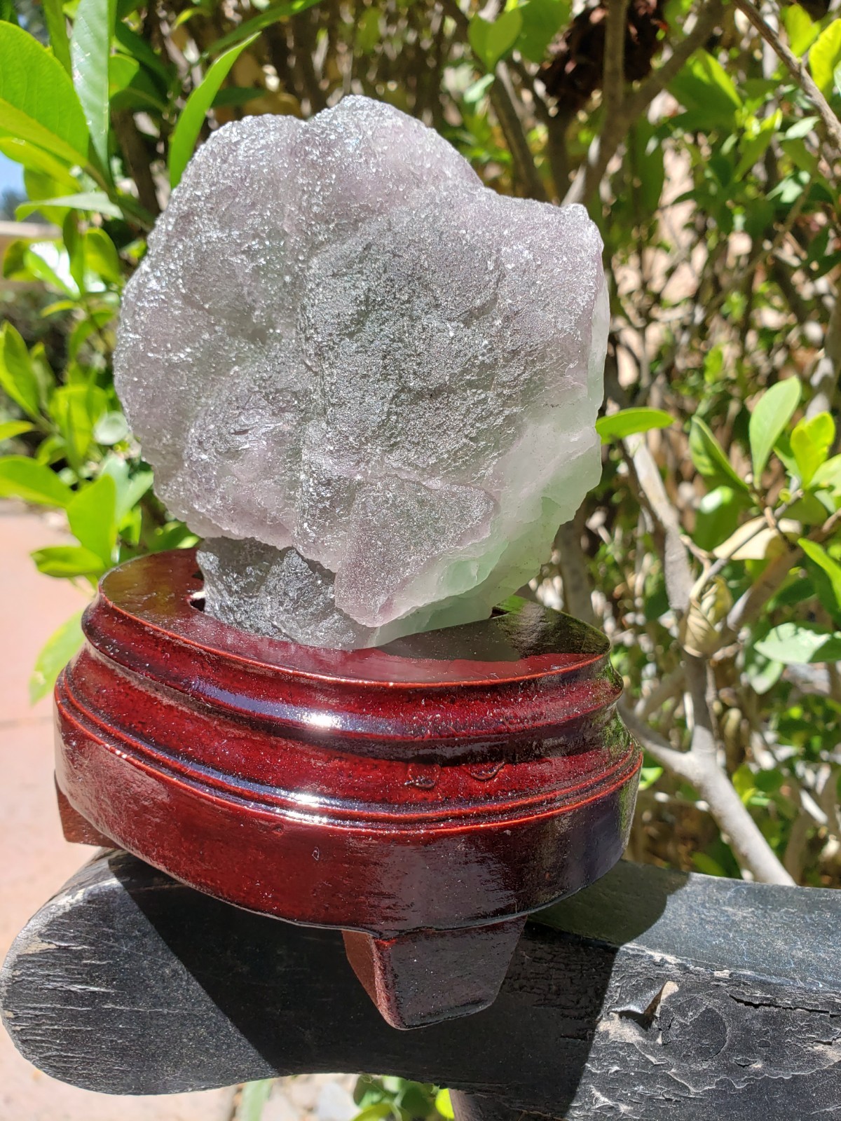 5.75″ Purple and Green Fluorite Quartz Crystal Mineral UV Specimen with Stand